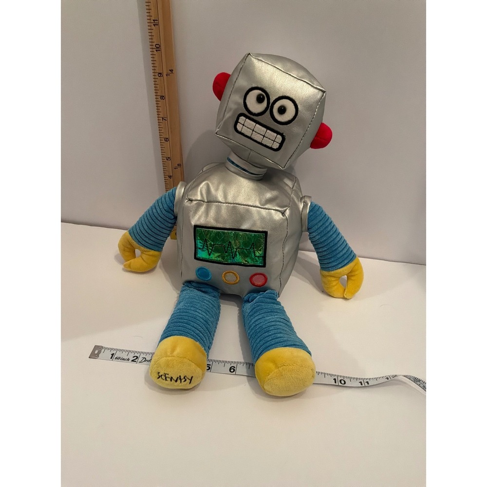Scentsy Buddy Robot Plush Toy Silver Blue Yellow Stuffed Animal‎ NO SCENT PACK